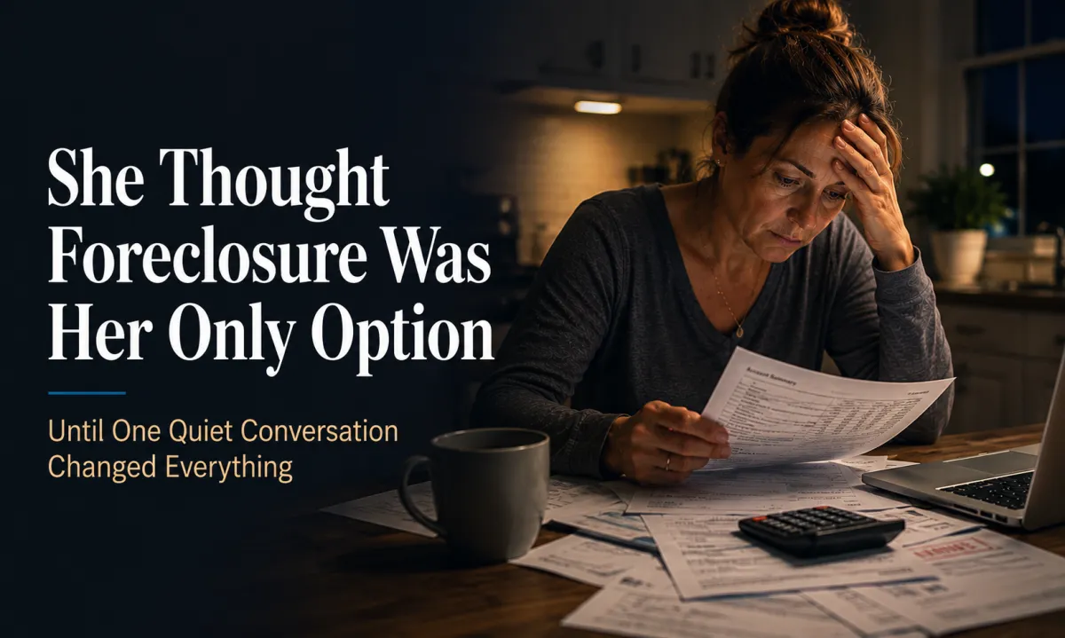 Woman reviewing foreclosure documents
